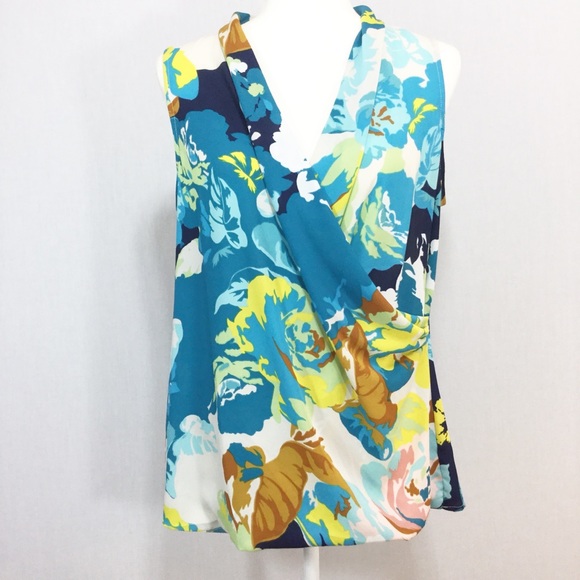 CAbi Draped Faux Wrap Blossom Top - Picture 2 of 5